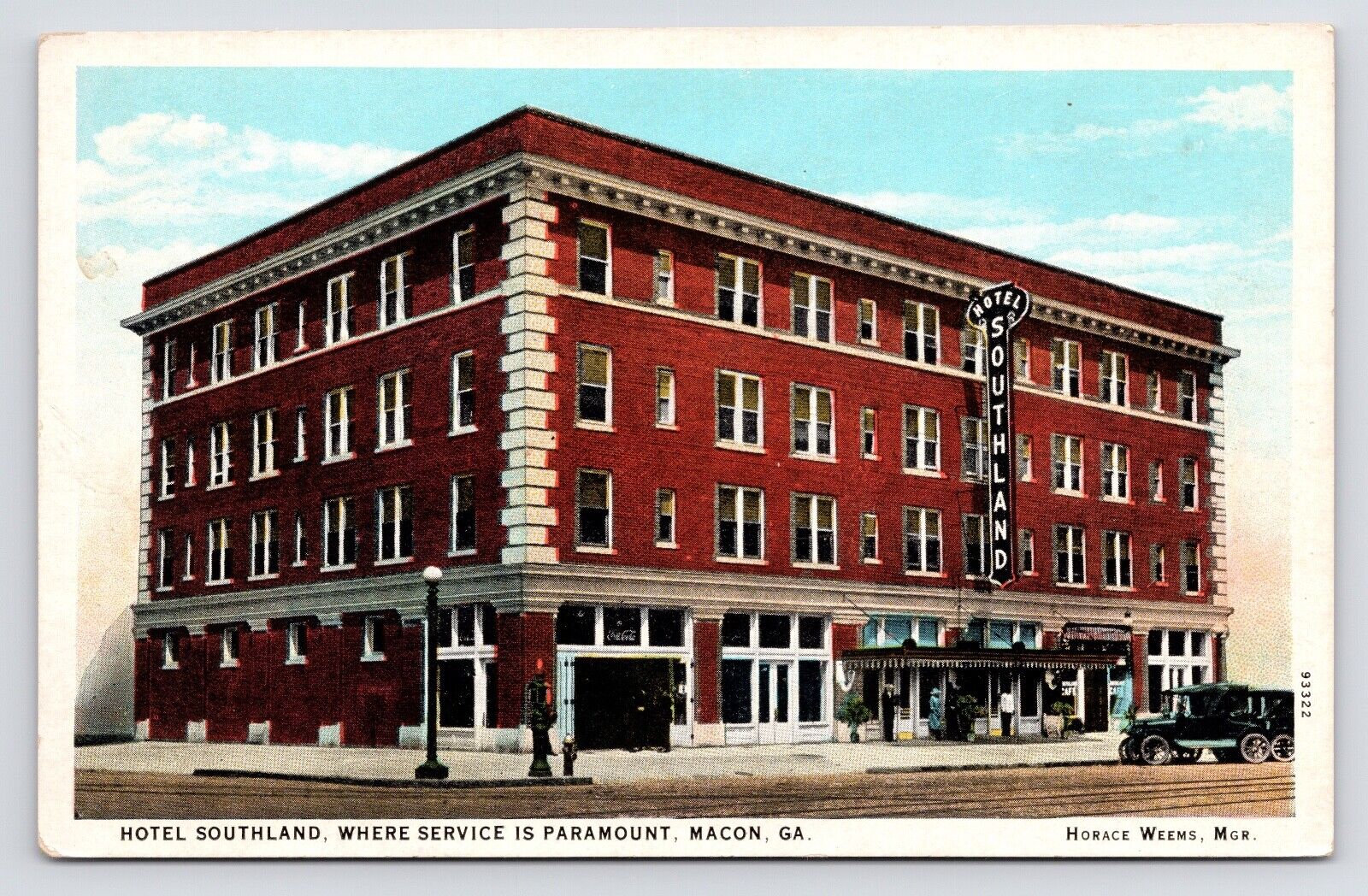 c1920s~ Macon Georgia GA~Hotel Southland~US 41~Downtown~Vintage Postcard