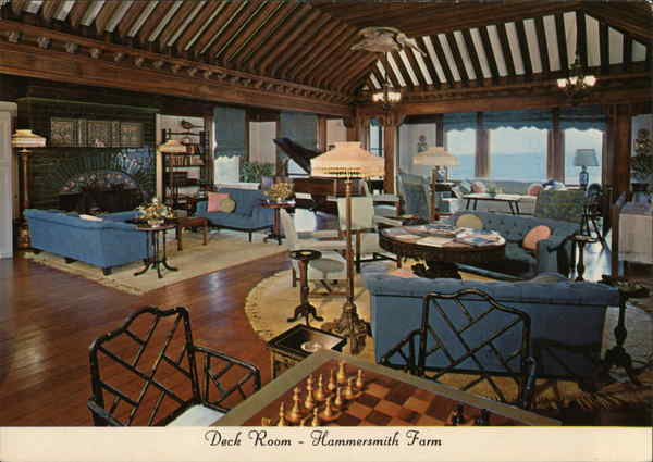 Newport,RI Deck Room,Hammersmith Farm Rhode Island John T. Hopf Postcard Vintage