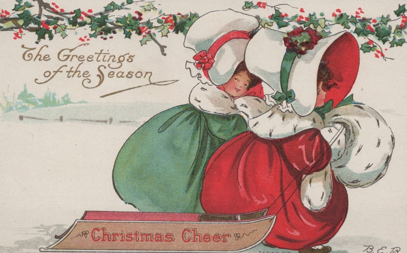 Postcard The Greetings of the Season Christmas Cheer 