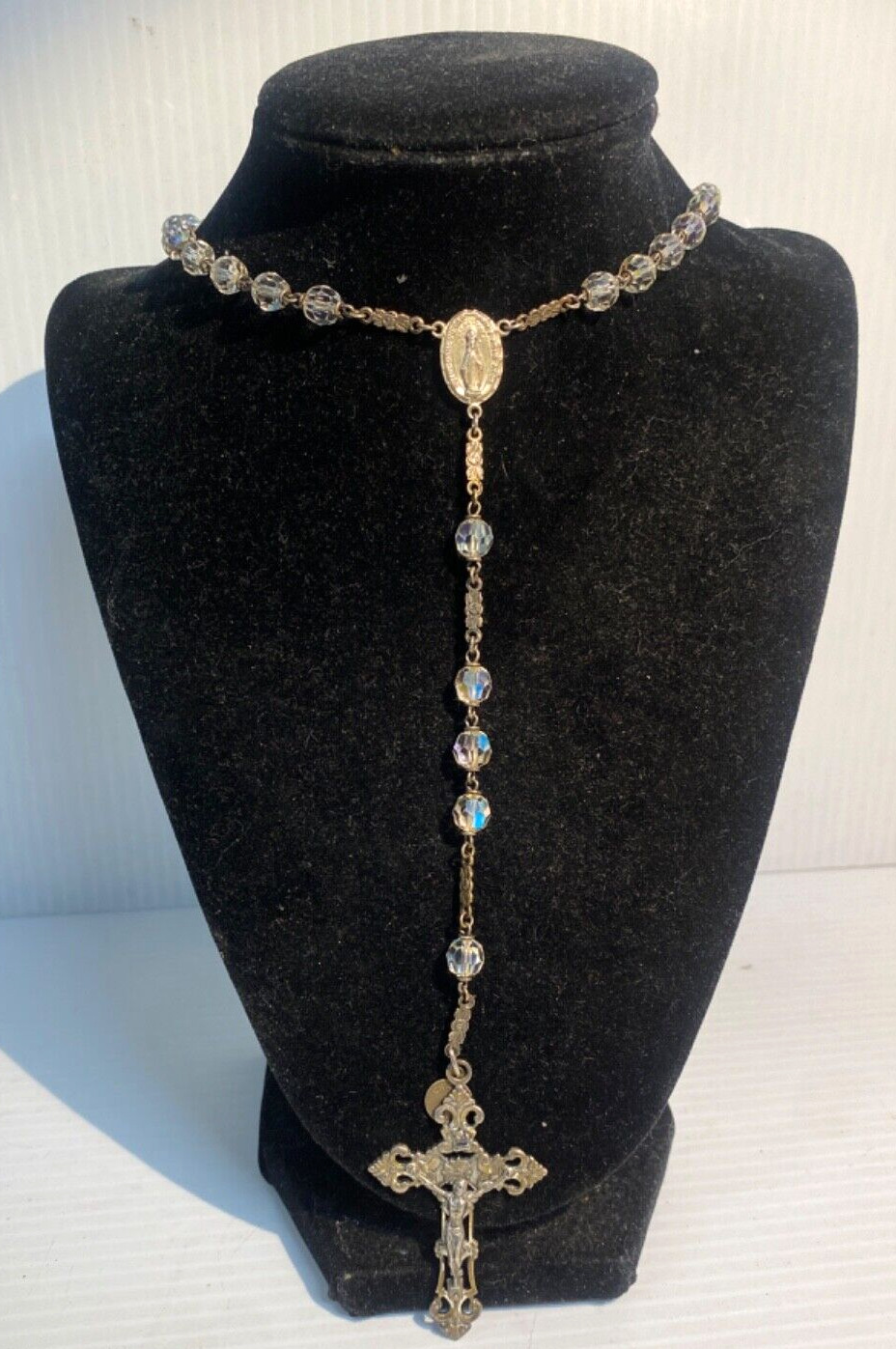 Cut R.L.C. Crystal Rosary Beads In Box VTG (FC212-4Q1099