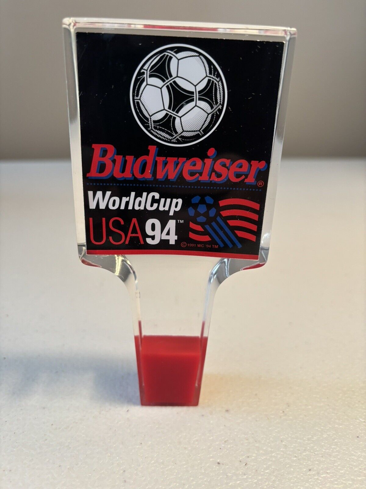 Budweiser World Cup USA 1994 Vintage Beer Tap Handle Acrylic 5.5\