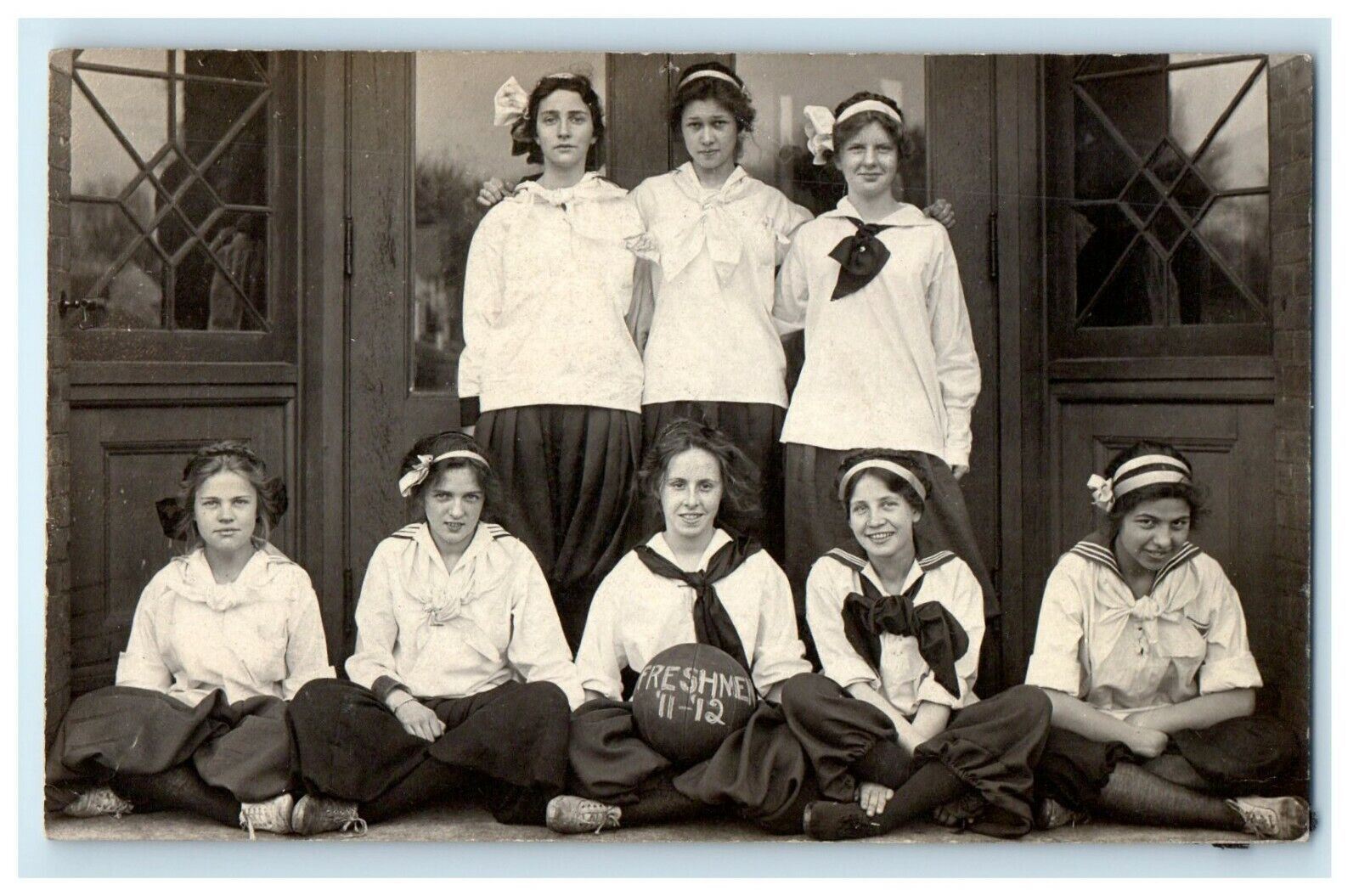 1912 Girls Students Freshmen Greenfield Massachusetts MA RPPC Photo Postcard