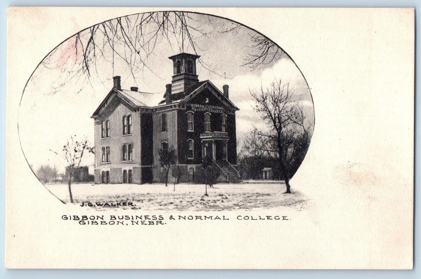 Gibbon Nebraska NE Postcard Gibbon Business & Normal College c1910's Antique