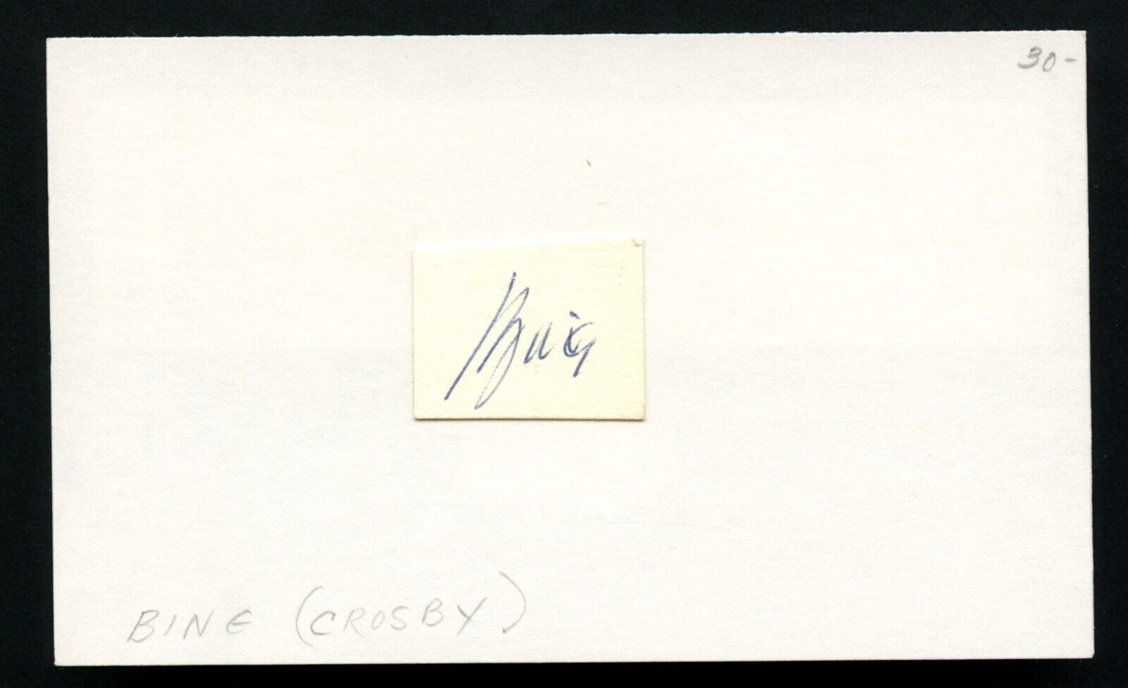 Bing Crosby d1977 signed autograph auto Cut on 3x5 card Singer and Actor BAS