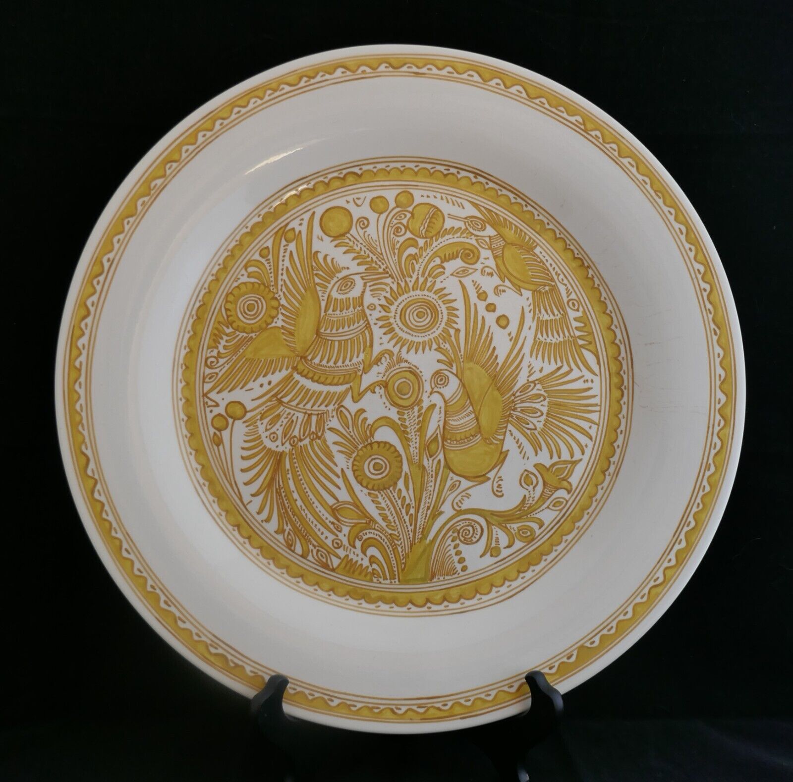 Mid Century MCM Felix Tissot Taxco Ceramic Yellow Handmade Large Platter 16\