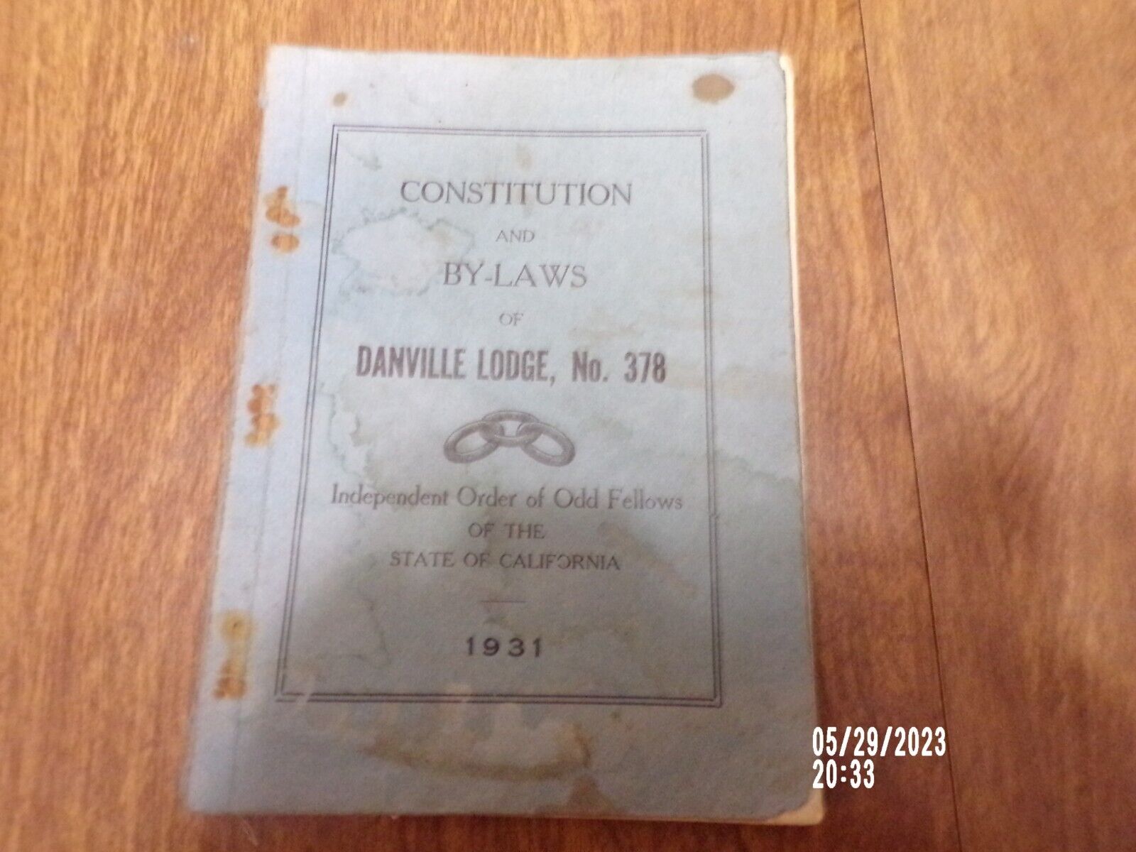 Independent Order of Odd Fellows Constitution & bylaws