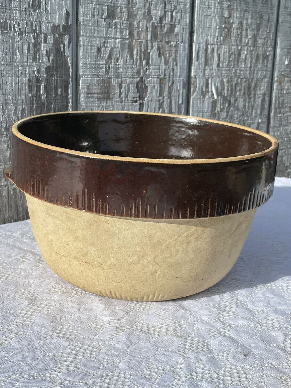 Antique 1930’s Cook-Rite Hearth Bowl Heavy Crock Bowl  10x5” Bread Roast Mixing