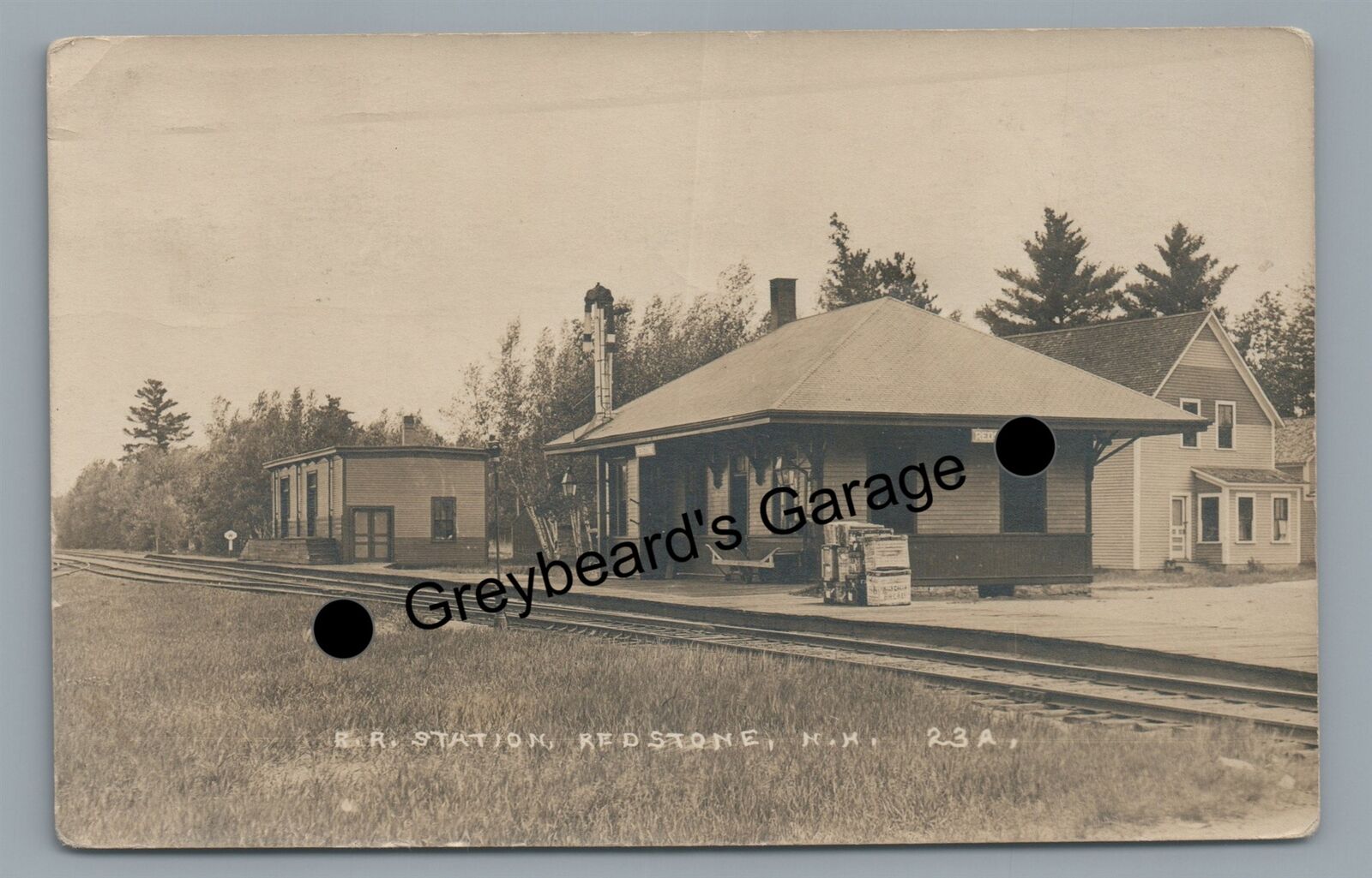 RPPC MAINE CENTRAL RAILROAD Train Station Depot REDSTONE NH Real Photo Postcard