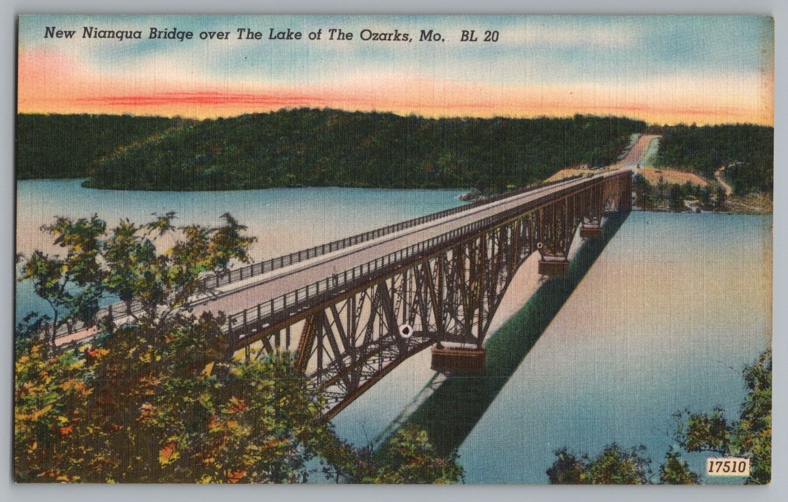Postcard Nianqua Bridge over Lake of the Ozarks, Missouri