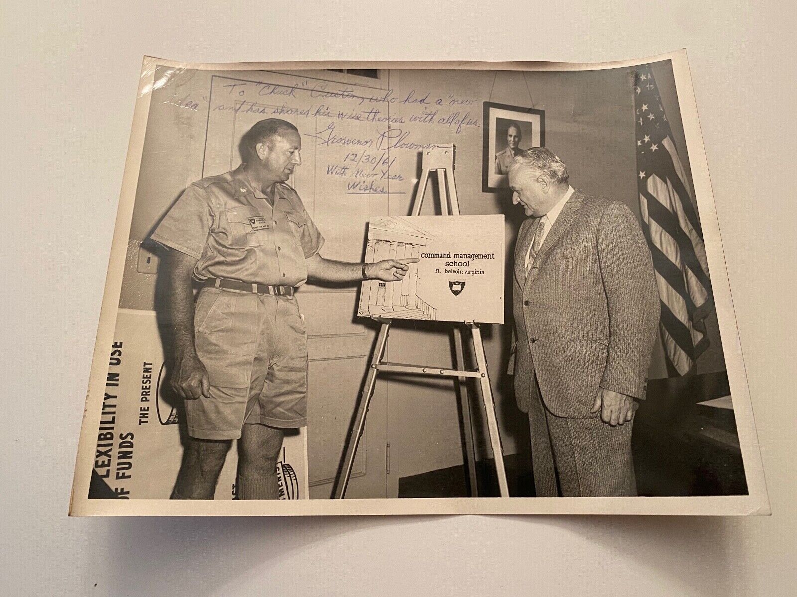 OA3) Official 1960s United States Army Photograph signed by E. Grosvenor Plowman