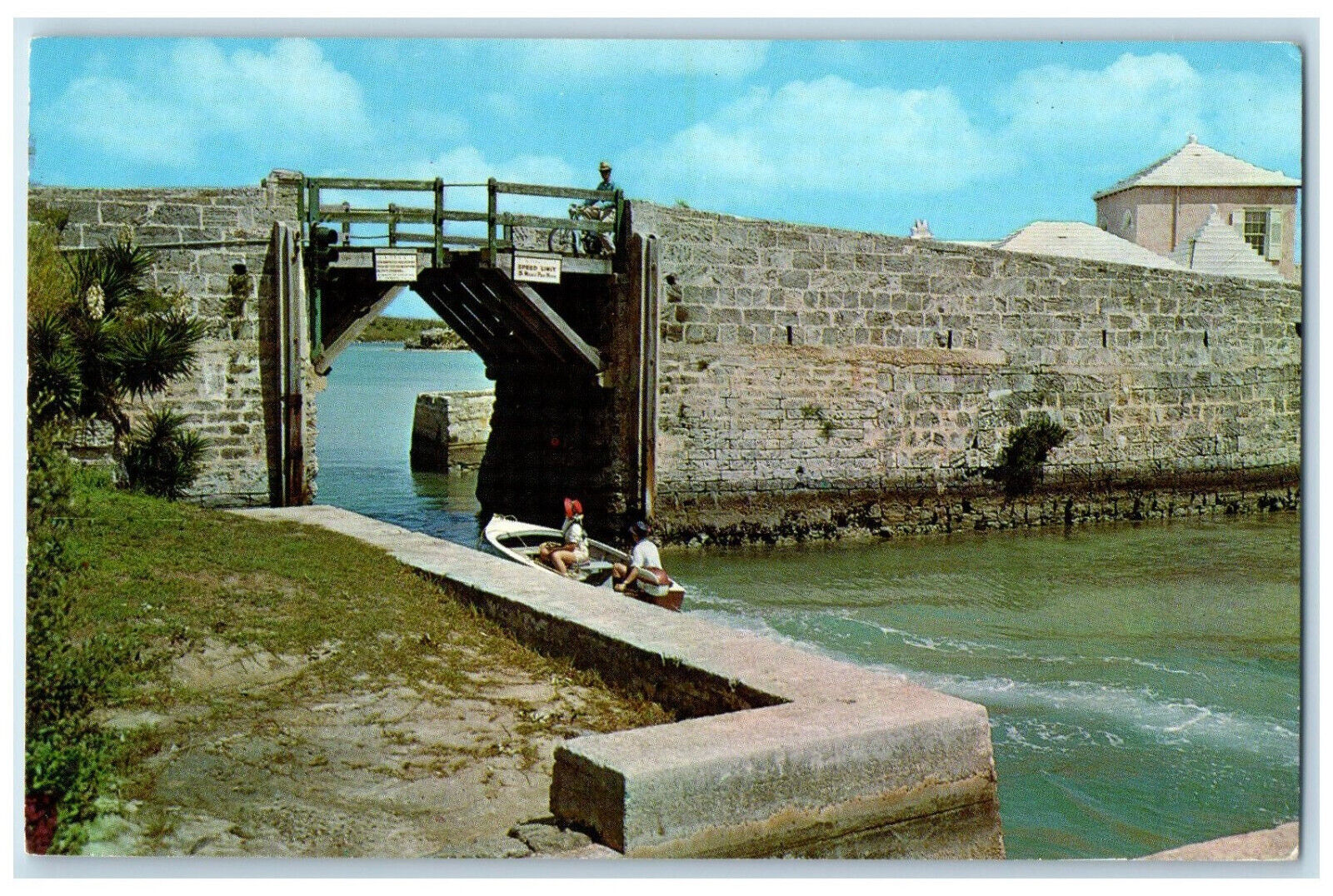 c1960's Smallest Draw-Bridge in the World Somerset Bridge Bermuda Postcard