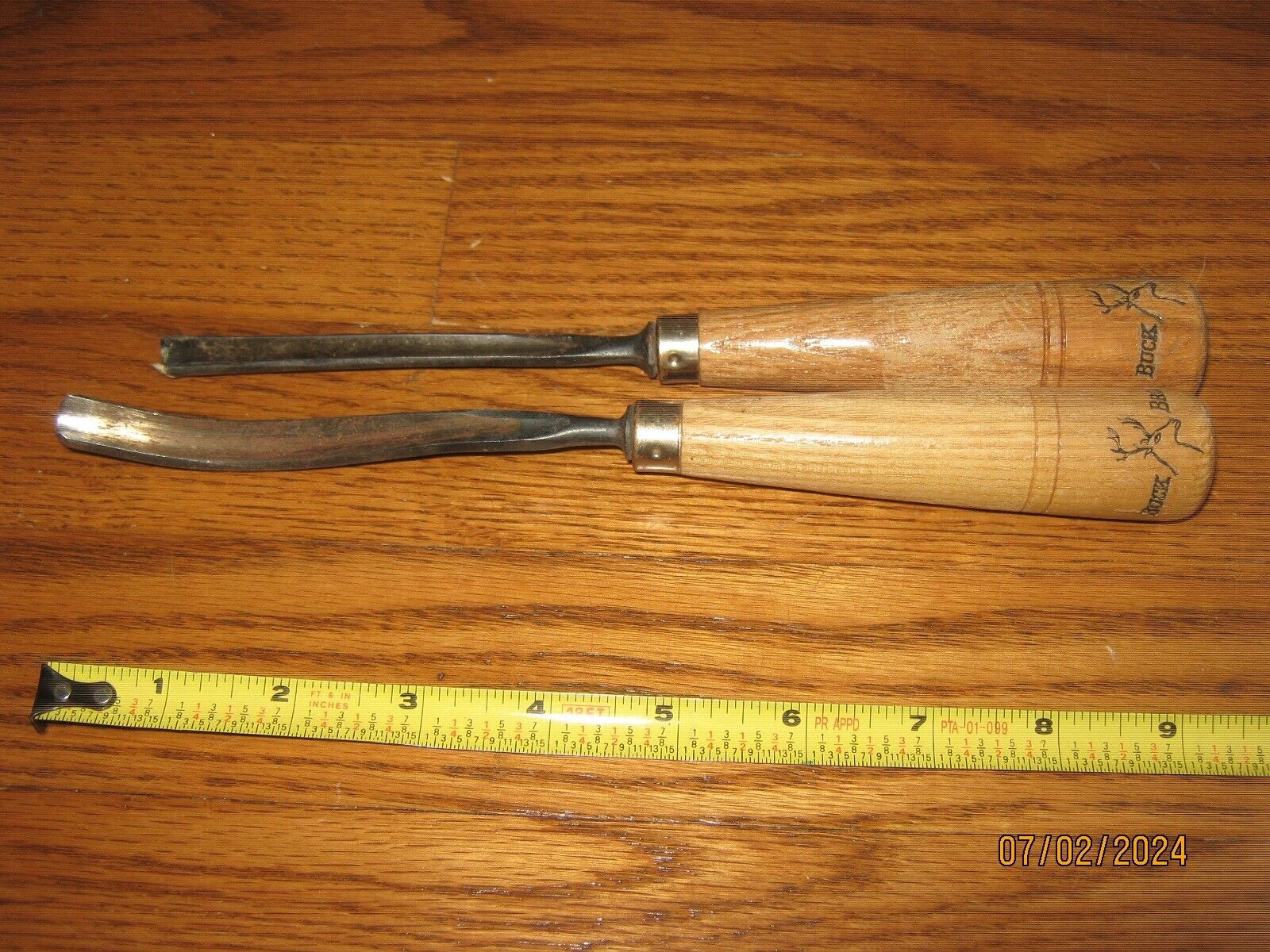 Lot Of 2 Vintage Buck Bros Woodworking Chisels Used Wood Handles