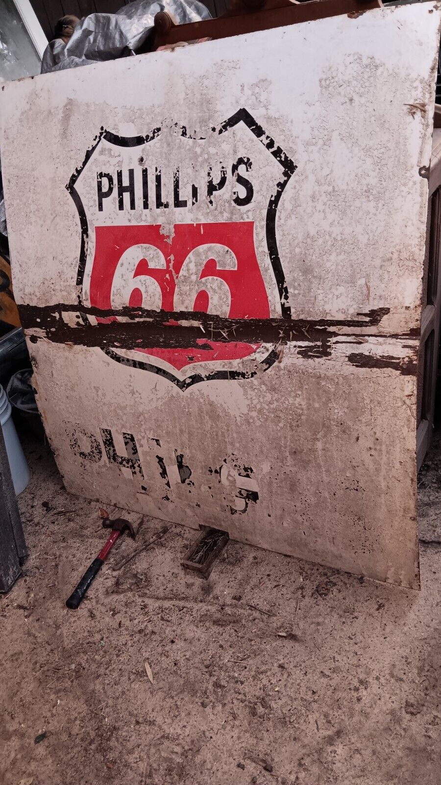 Vintage Phillips 66 Sign/DOUBLE SIDED PORCELAIN 