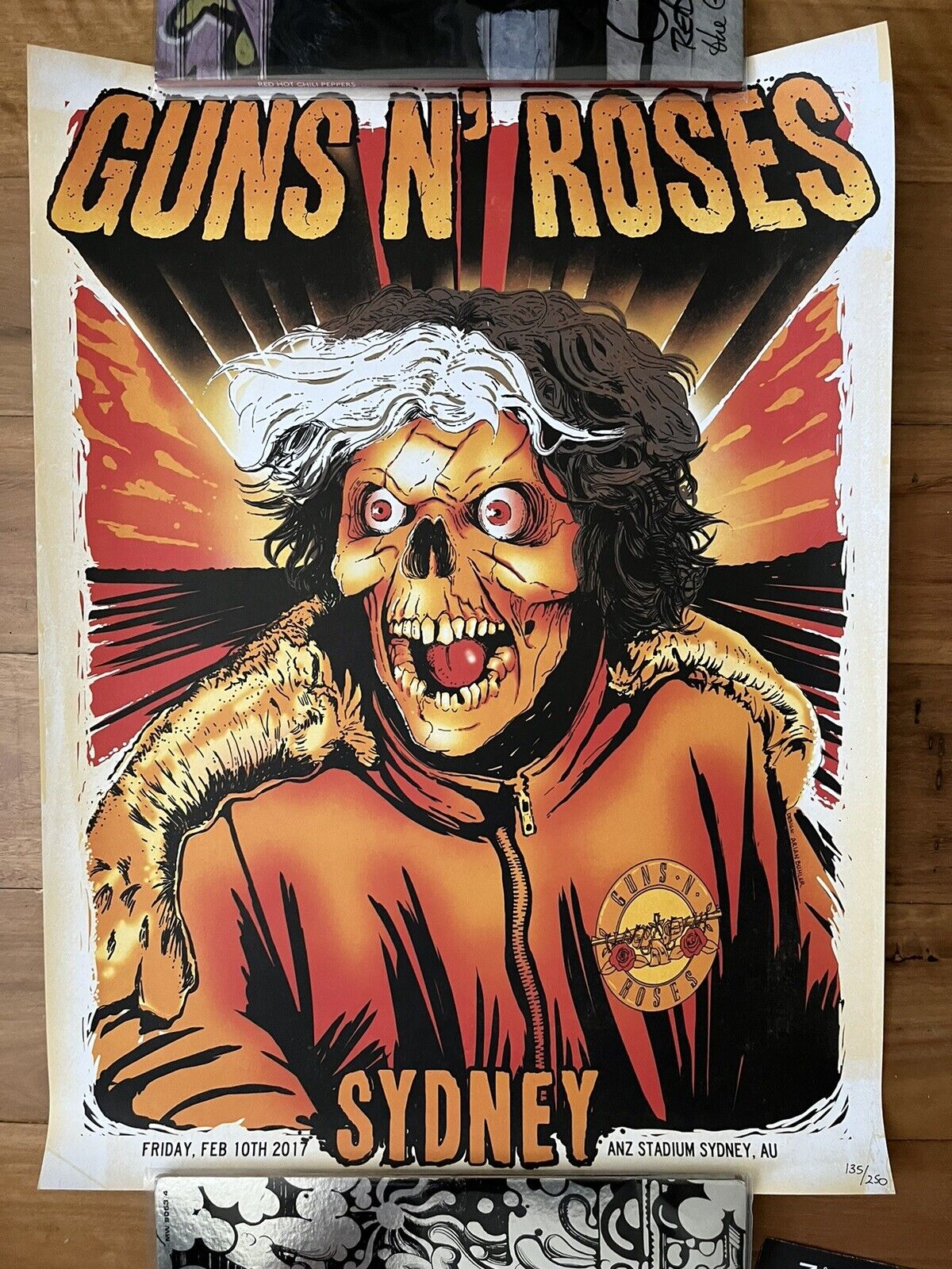 Guns N Roses Mad Max Inspired Lithograph Poster 2017 Sydney Aus Litho Rare Print