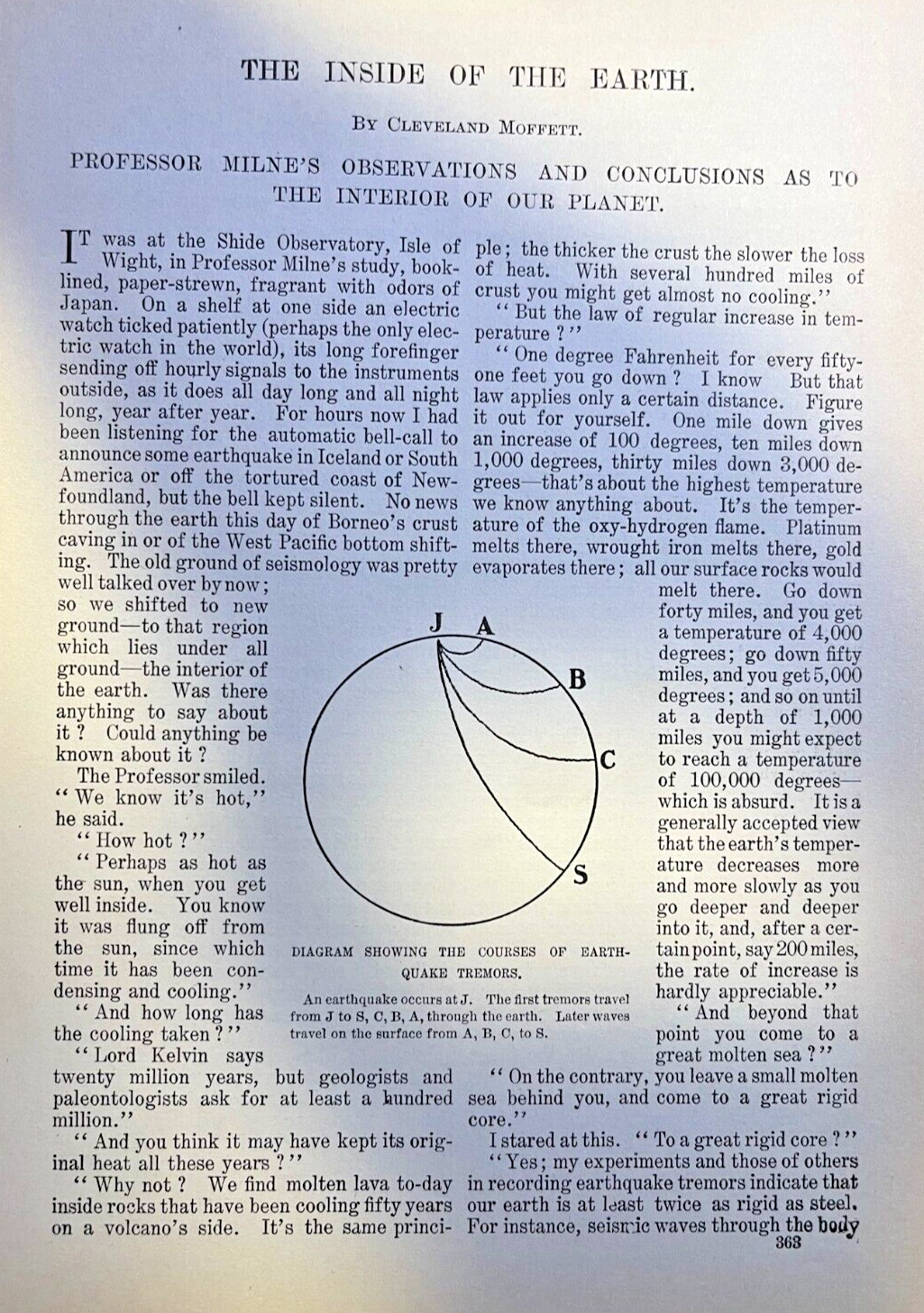 1900 Professor John Milne Observations on the Center of the Earth illustrated