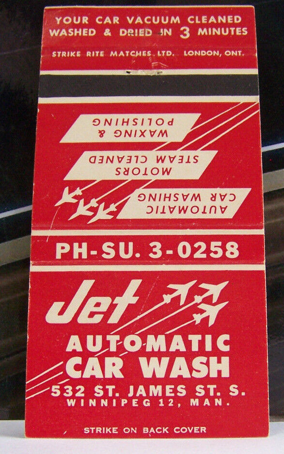 Rare Vintage Matchbook Cover R3 Canada London Ontario Jet Planes Automatic Car W