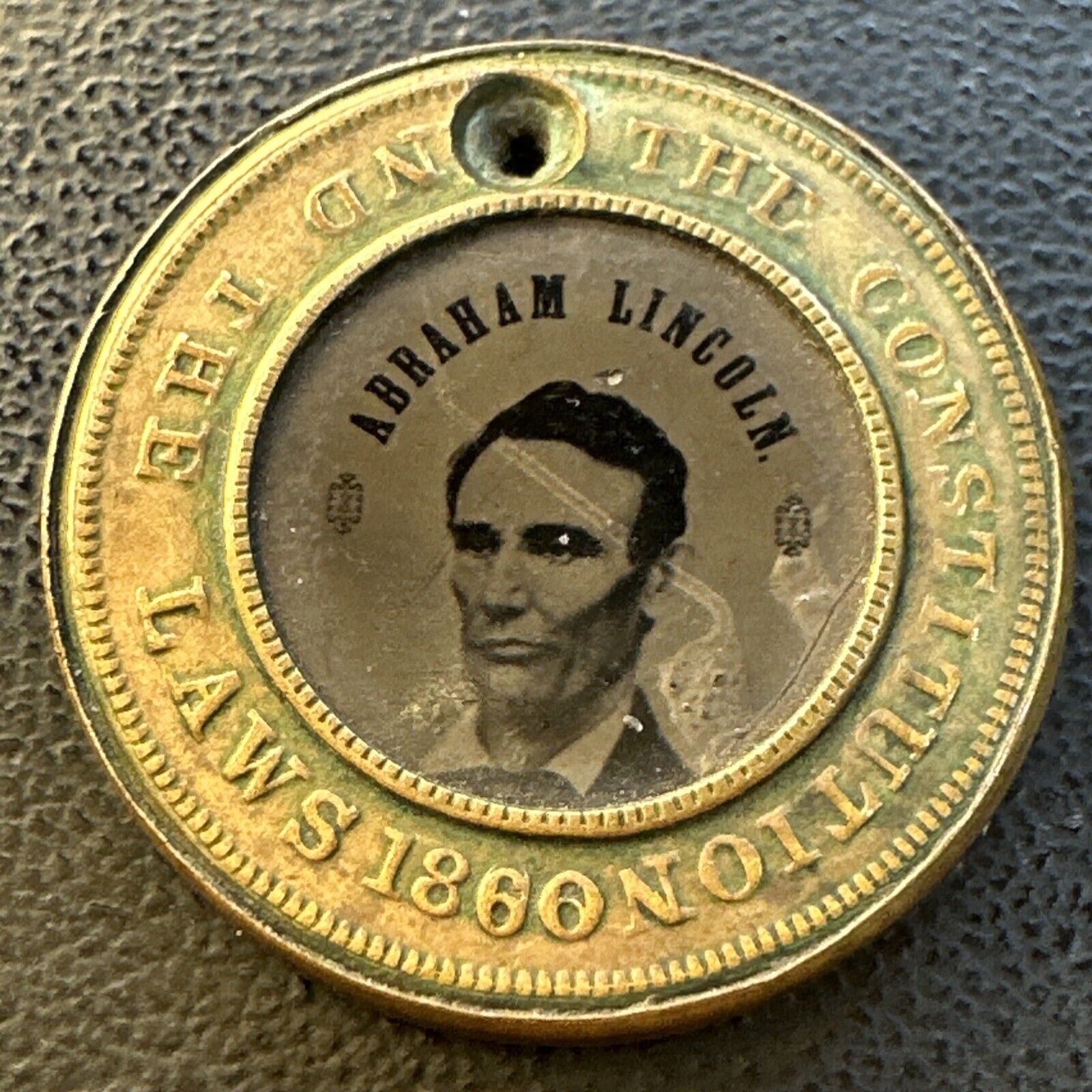 1860 Abe Lincoln Hannibal Hamlin Ferrotype Campaign Button Coin Photo Civil War