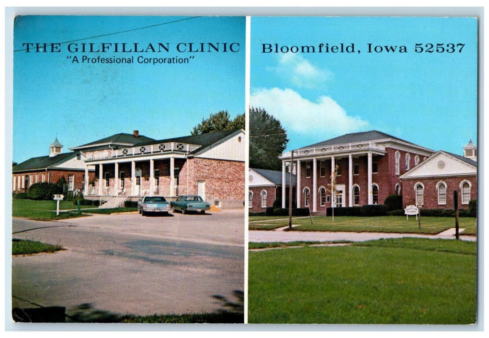 c1950's The Gilfillan Clinic A Professional Corporation Bloomfield IA Postcard