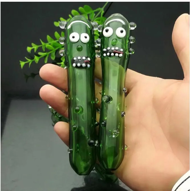 2PCS 4.7inch GREEN Cucumber Glass Pipe Smoking Pyrex Hand Pipes Spoon Bowl