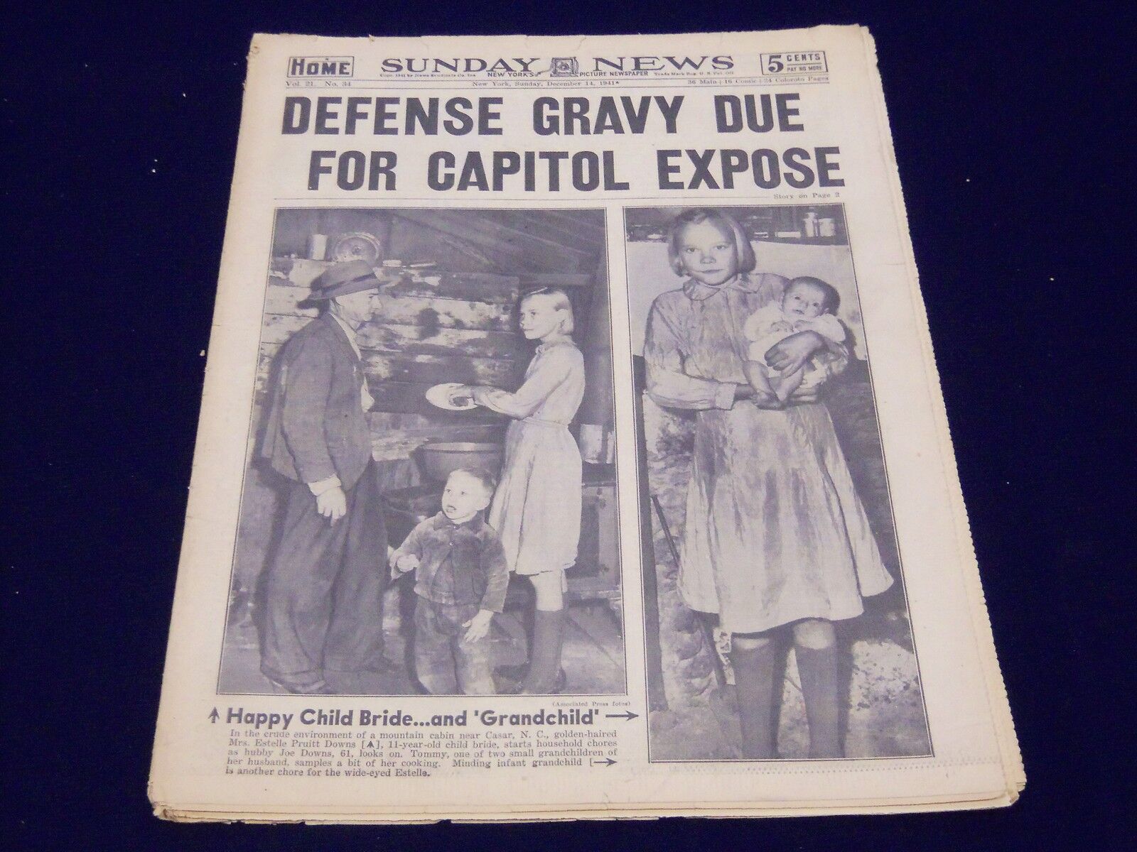 1941 DEC 14 NEW YORK DAILY NEWS - DEFENSE GRAVY DUE FOR CAPITOL EXPOSE - NP 1926