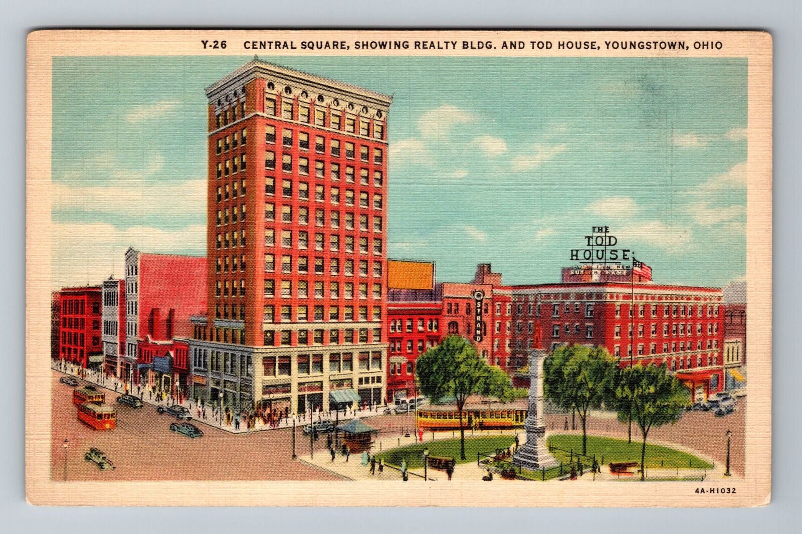 Youngstown OH-Ohio, Central Square, Aerial, Vintag Postcard