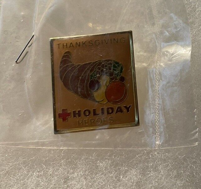 Vintage Red Cross Thanksgiving Holiday Pin Back