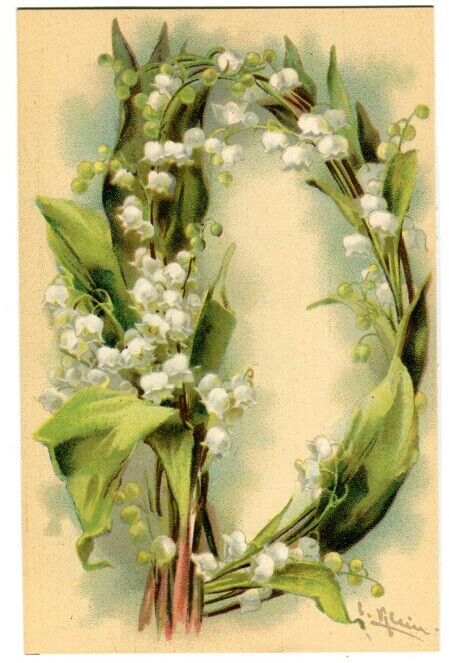 Vintage Postcard C. Klein Alphabet Letter D Signed Unposted Shaped w/ Flowers