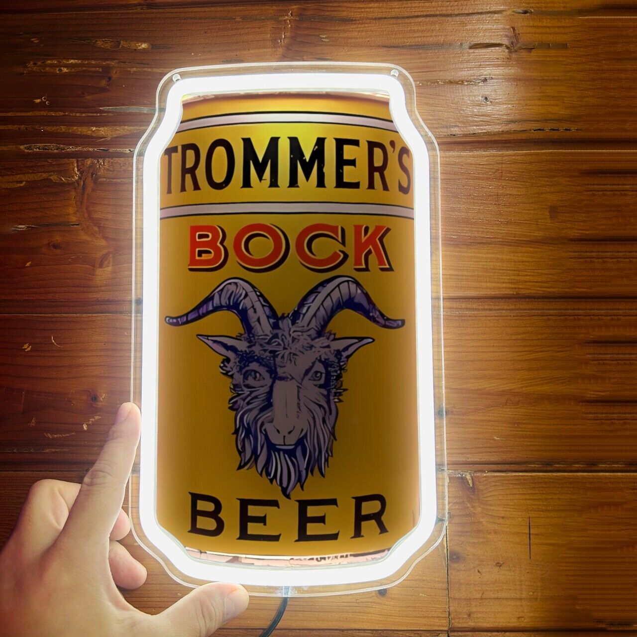Trommer\'s Bock Beer Can Bar Poster Room Decor Silicone LED Neon Light Sign R1