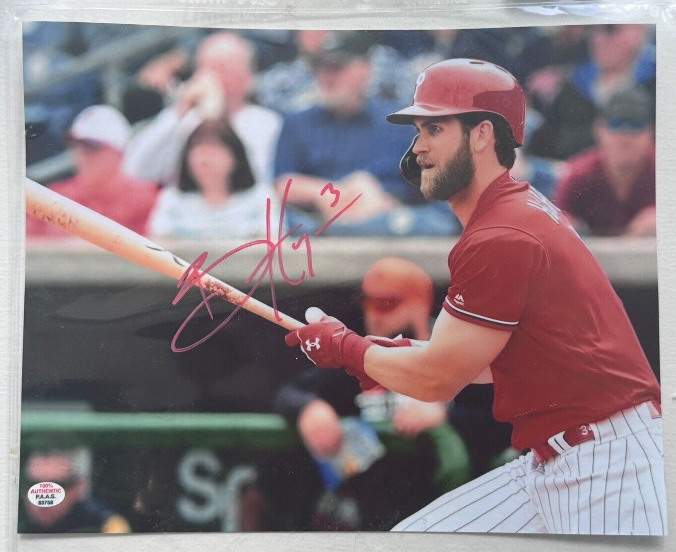 Bryce Harper Red Ink Signed Autographed Photo Authentic 8x10 w/ COA