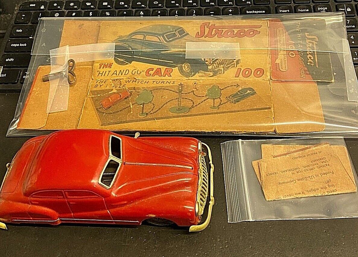 GAMA PATENT SCHUCO 100 WIND-UP TOY CAR MADE IN U.S. ZONE GERMANY1940\'S BOX & KEY