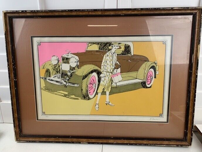 Vintage Art Print Car Framed 71/100