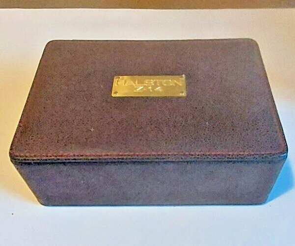 Vintage Halston Z-14 Pebbled Leather Box w hinge lid advertise
