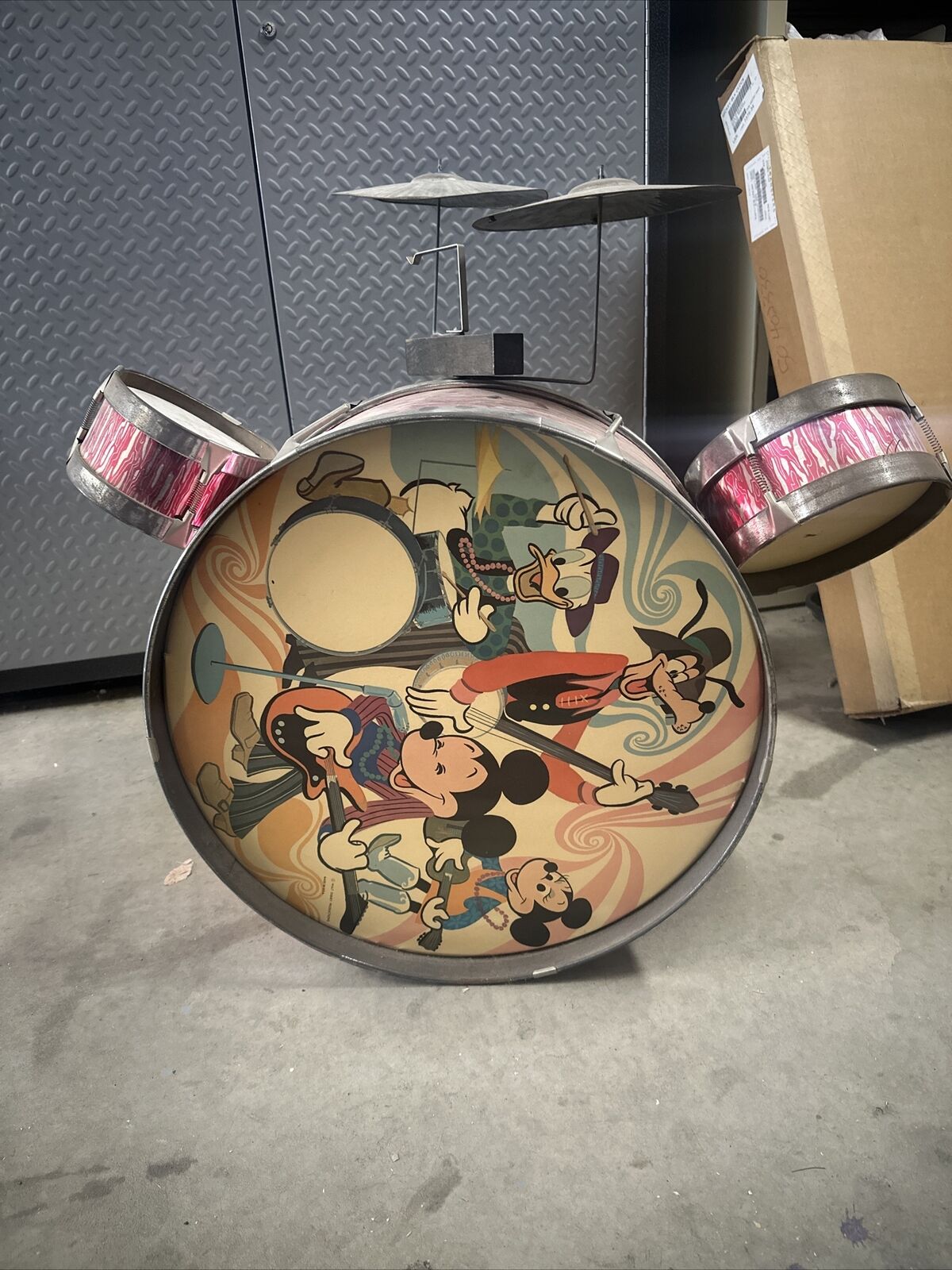 Vintage Mickey Mouse Club Drum Set Rare Walt Disney Children\'s Toy Kit
