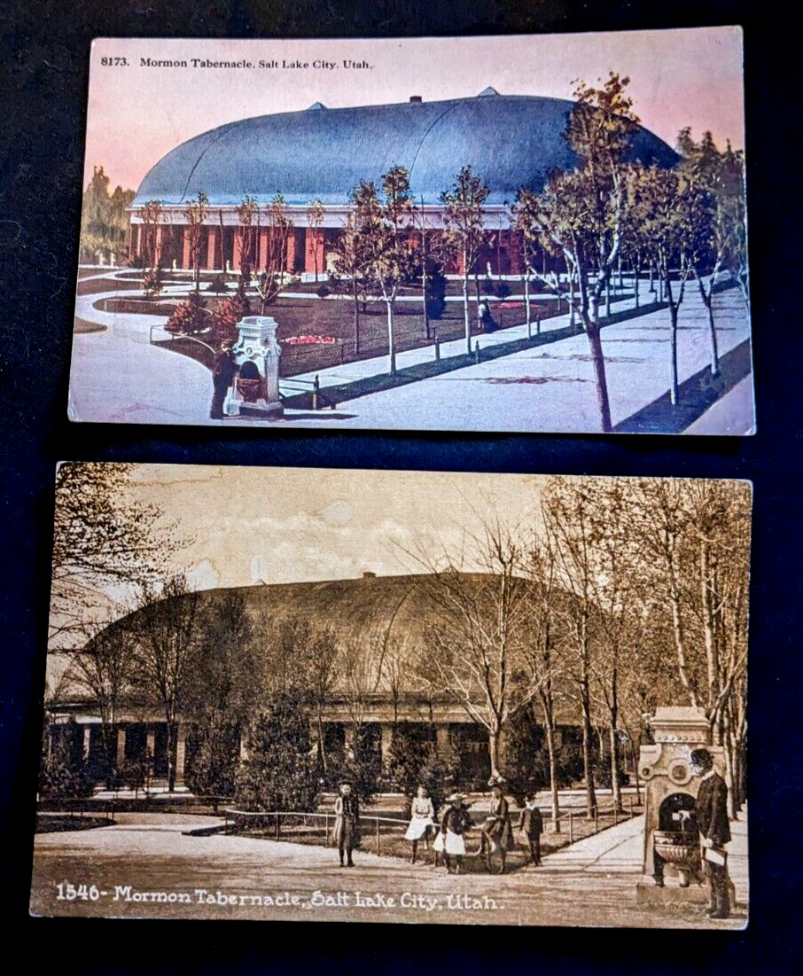 (2) Vintage Mormon Tabernacle Salt Lake City Utah - RPPC Postcards