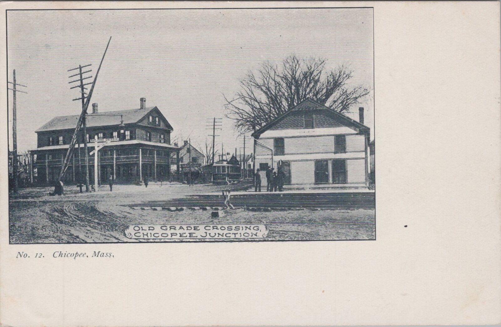 Old Grade Crossing, Chicopee Junction Massachusetts Unposted Postcard