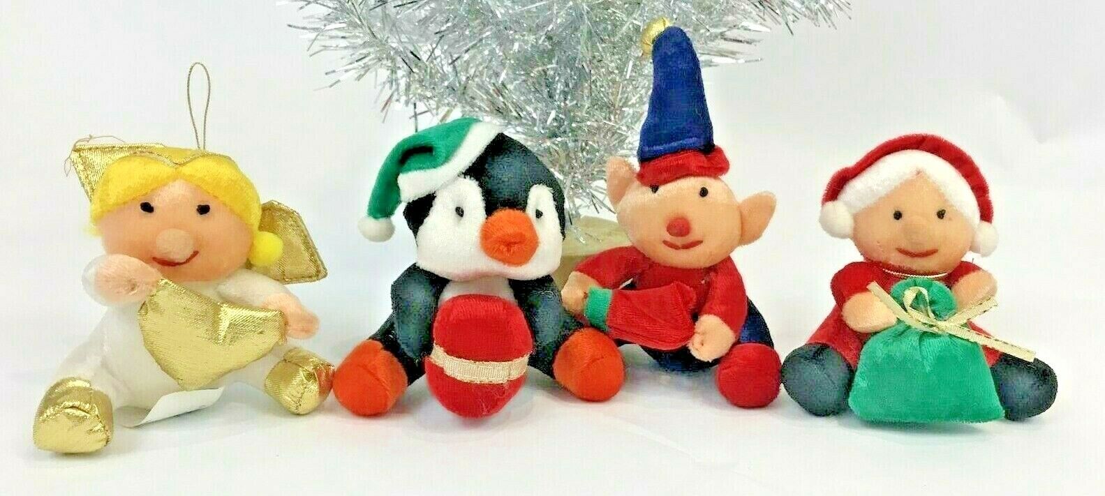 Vintage Christmas Ornaments Mrs Santa Claus Penguin Angel Elf Plush Lot