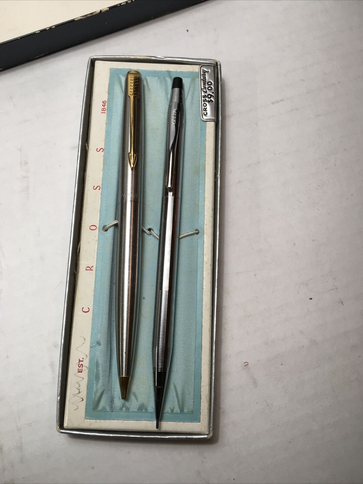 Vintage Parker Silver & Gold Accent + Cross Silver & Black Pencil With Box