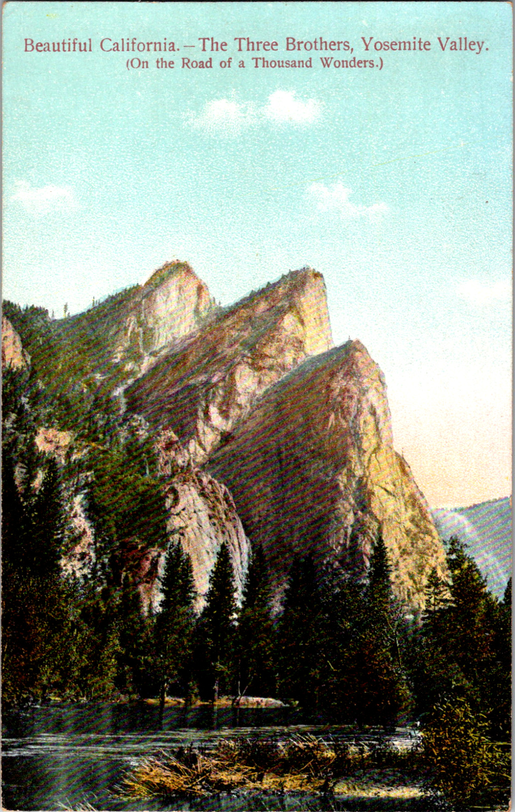 Vintage C 1907 The Three Brothers Rock Formation Yosemite California CA Postcard