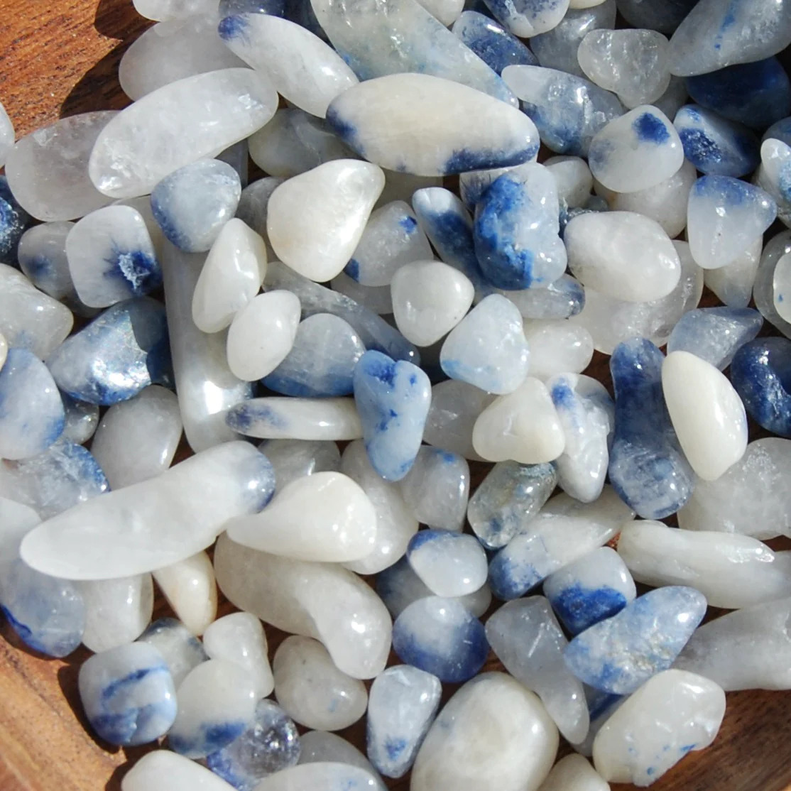 20-25pcs Blue Dumortierite in Quartz Crystal Tumbled Stones, Extra Small Super F