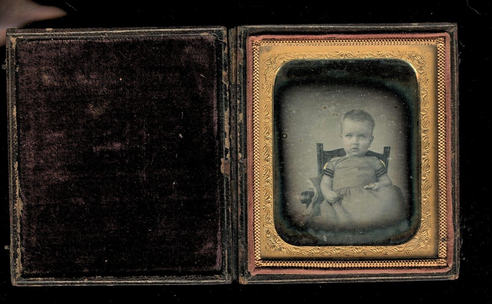 ID'd Dated GEORGIA Baby John Madison Taylor 1/6 Daguerreotype Full Case 1850s