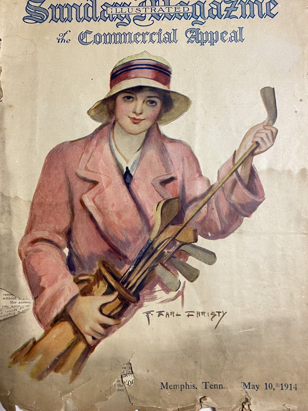 1914 Magazine  The Commercial Appeal.Memphis,Tenn. RARE ADVERTISING Lady Golfer