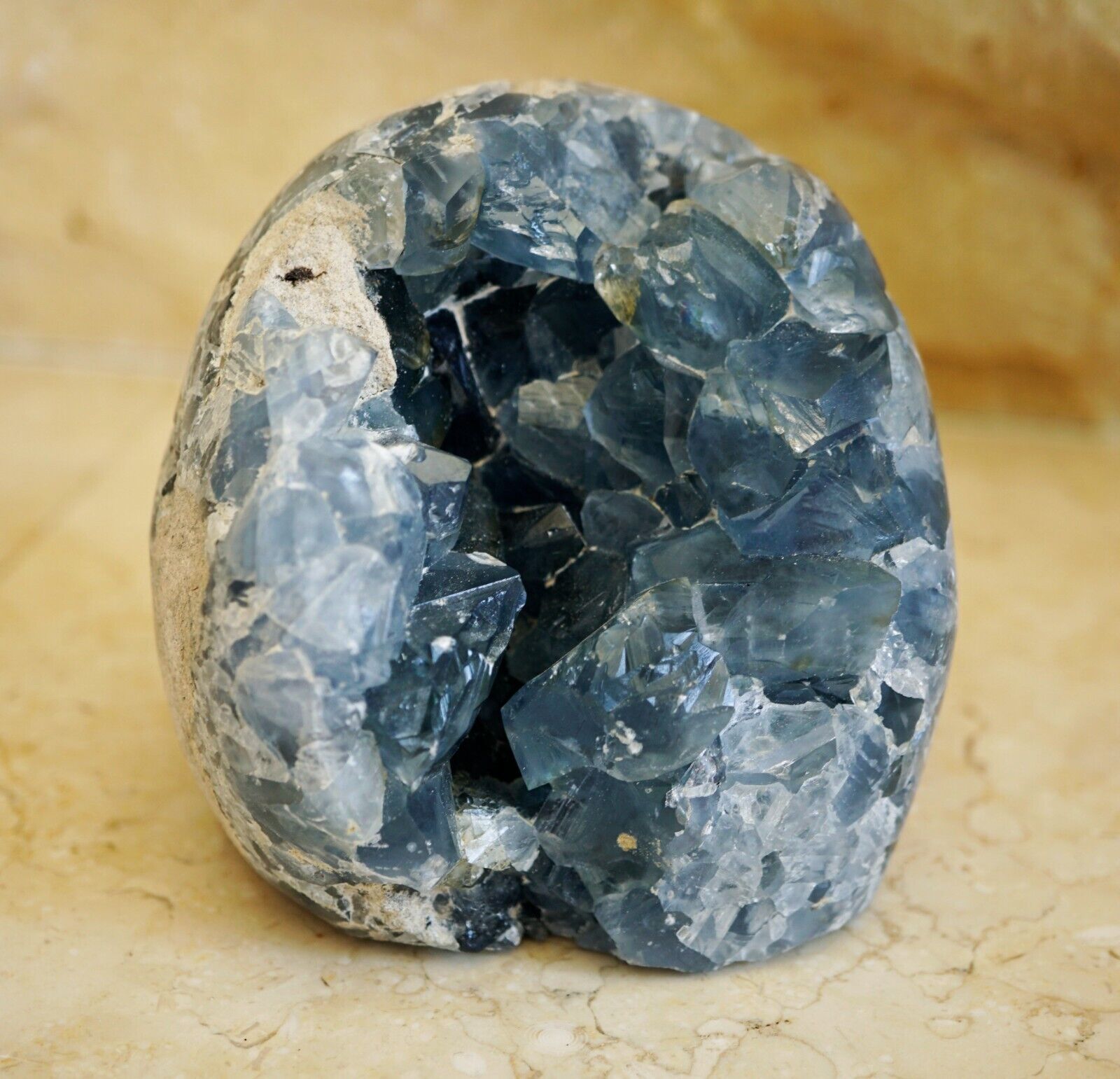 Large Celestine Crystal Mineral Specimen Geode 2.8 lbs/3.5\