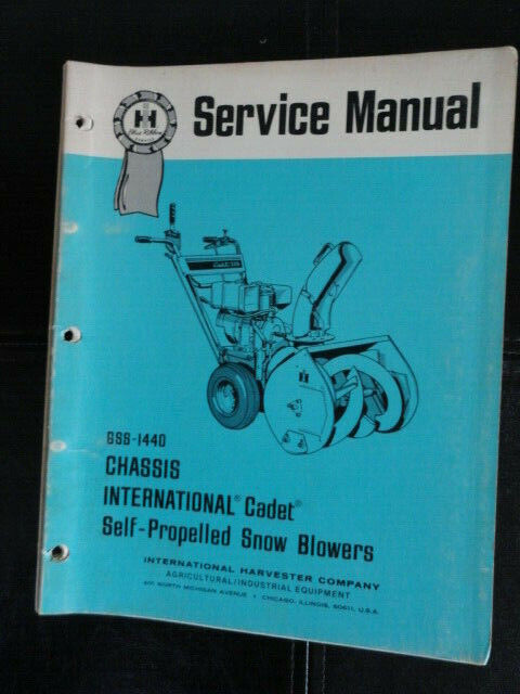 IH International Self-Propelled Snow Blower Service  Manual GSS-1440 1973