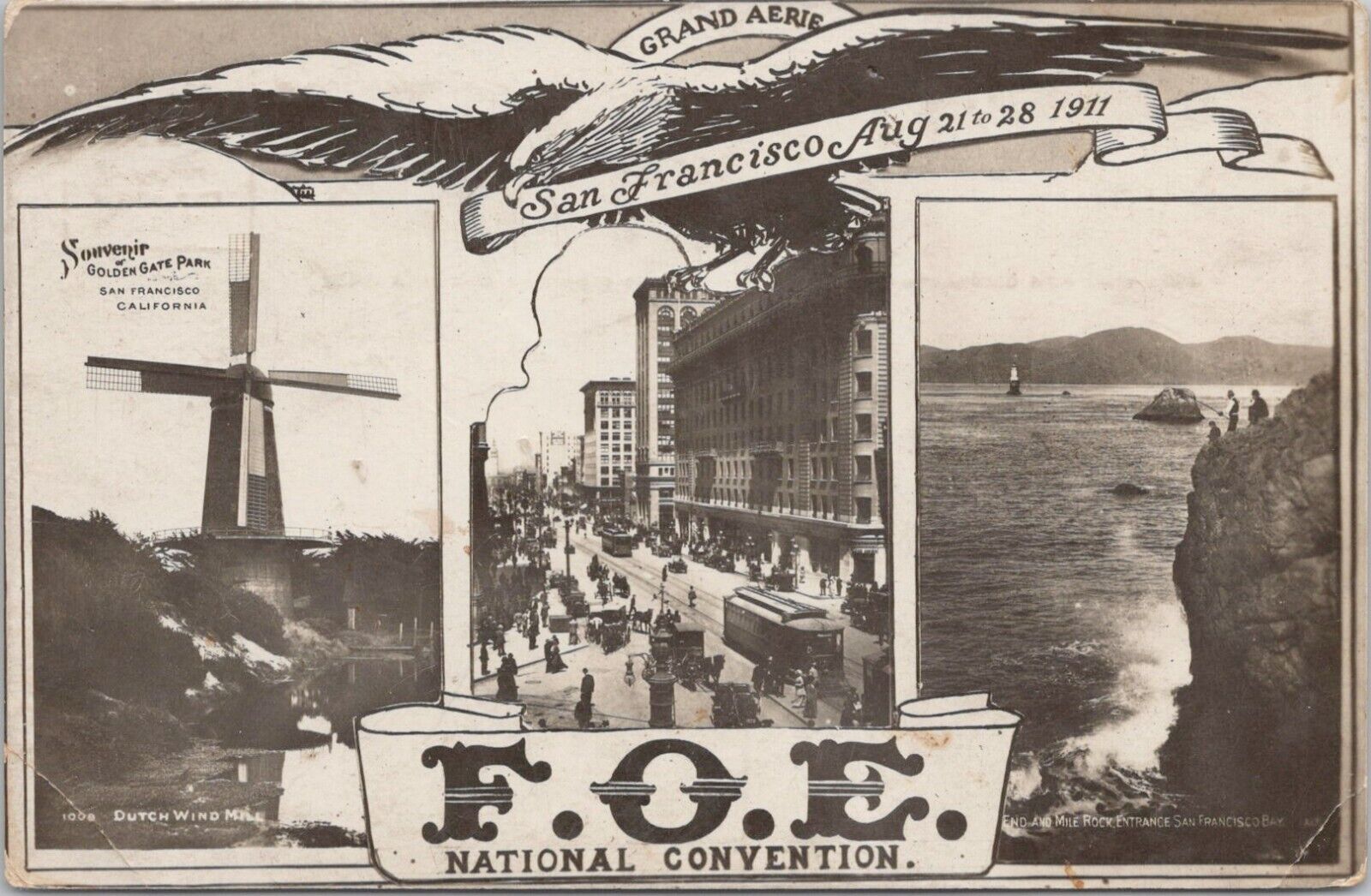 RPPC San Francisco CA 3 Views FOE Fraternal Order of Eagles 1911 Convention