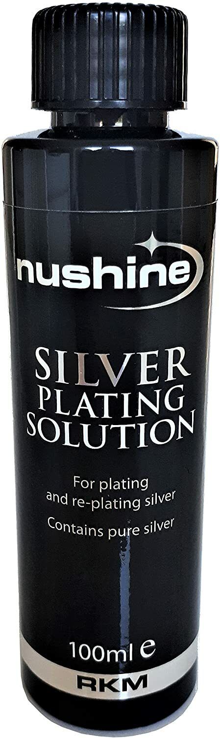 NUSHINE SILVER PLATING SOLUTION -restores worn silverplate or plates real silver