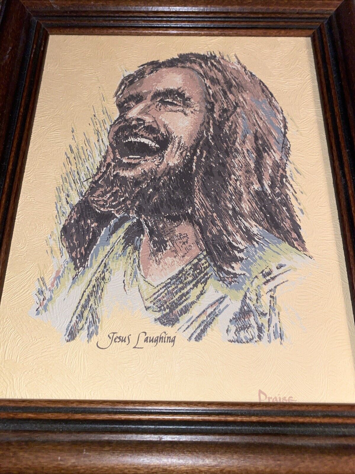 Jesus Laughing Picture Print Christian religious Art  original