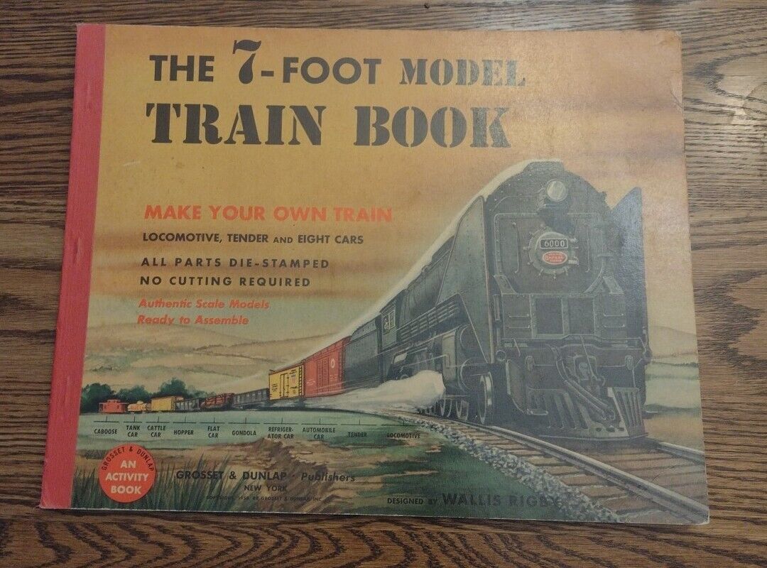 Vintage Wallis Rigby  THE 7-FOOT MODEL TRAIN BOOK 1st Edition 1950 RARE Complete