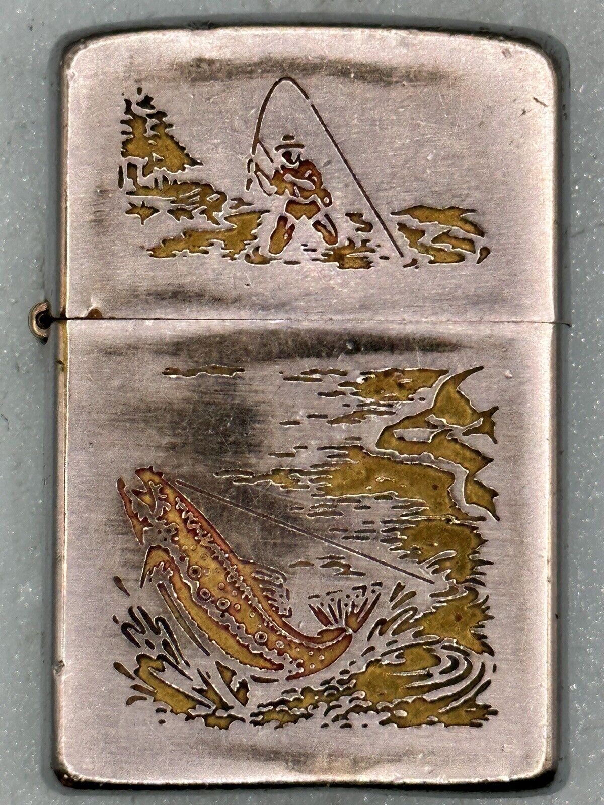 Vintage 1965 Fly Fishing Fisherman Chrome Zippo Lighter