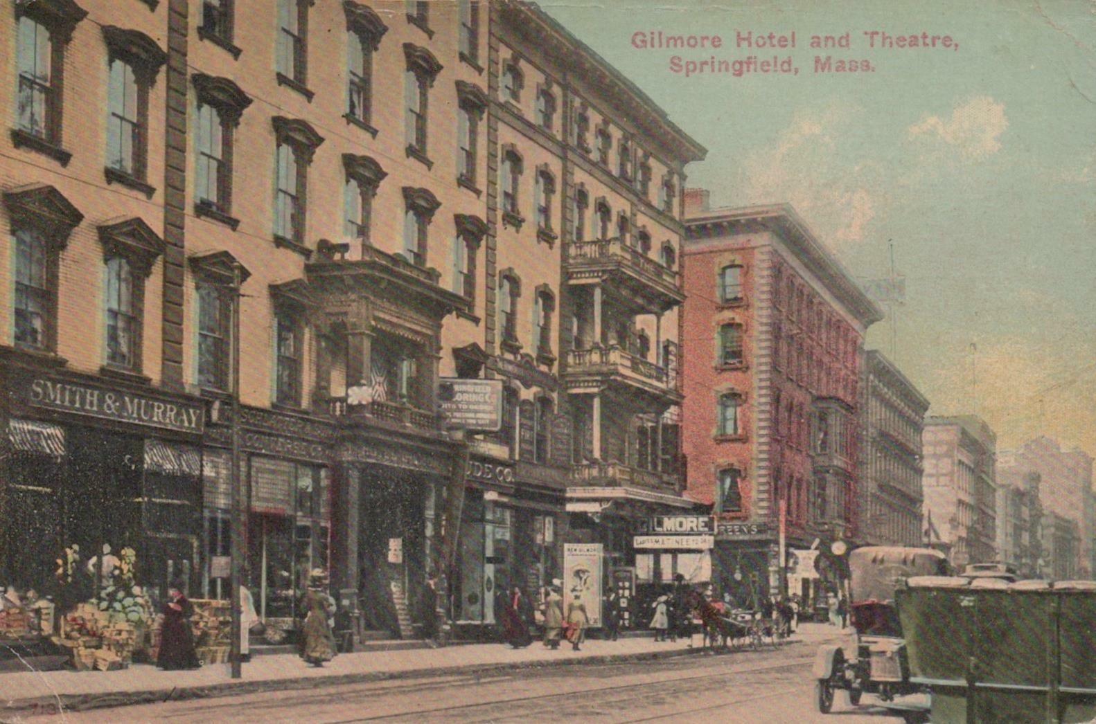 Postcard Gilmore Hotel and Theatre Springfield MA 