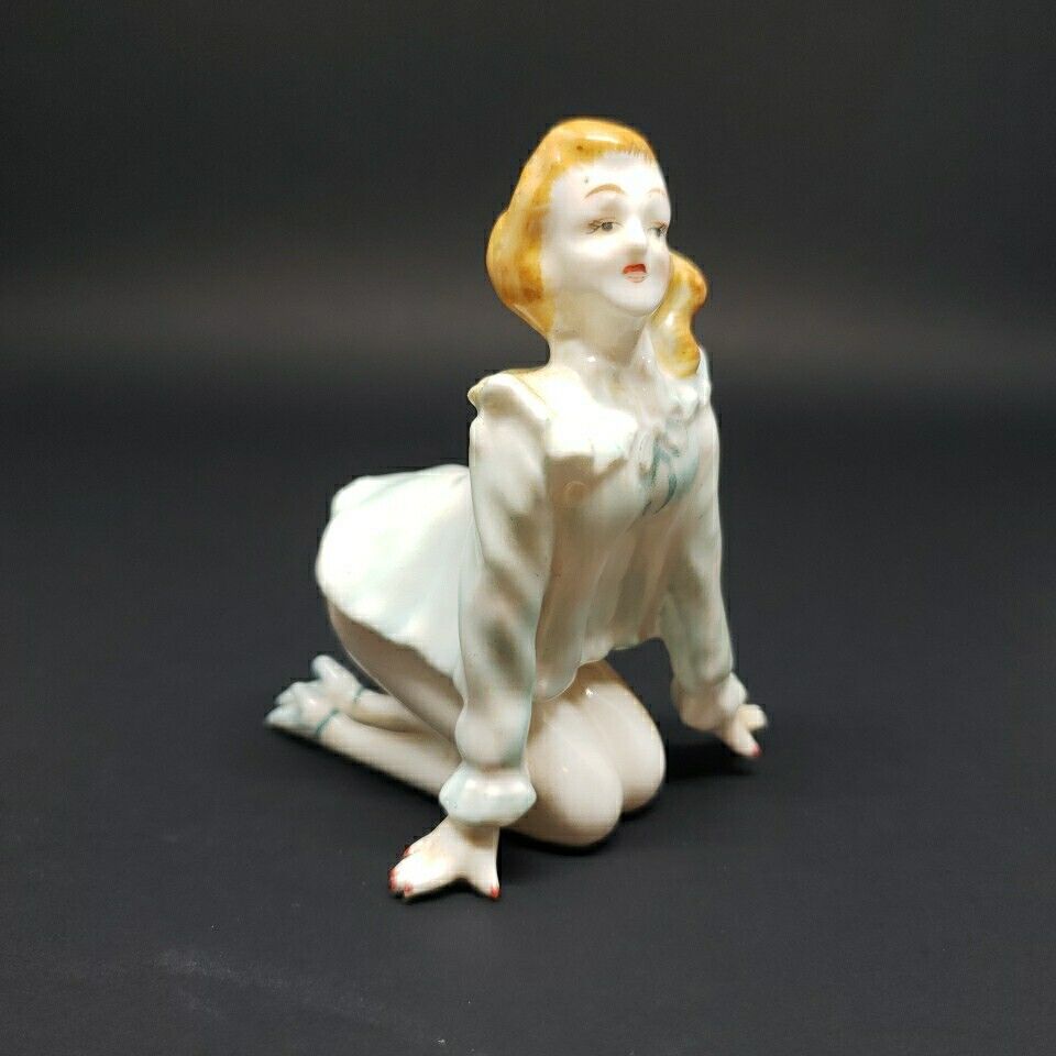 Vintage Seductive Lady Porcelain Figurine Art Sculpture